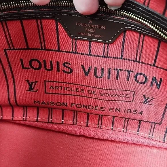 NEW Authentic Louis Vuitton Damier Ebene Neverfull PM Purse Bag Tote & Pouch - Picture 5 of 15